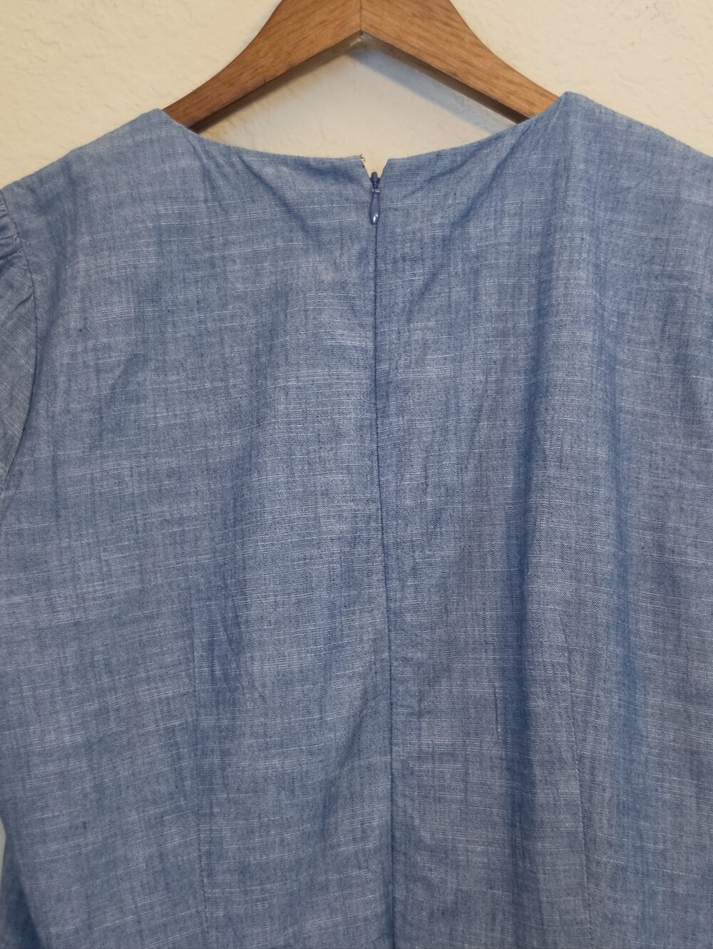 J. Crew Chambray Dress Womens 10 Cap Sleeve Faux Wrap Summer Brunch Cottagecore - Picture 3 of 11